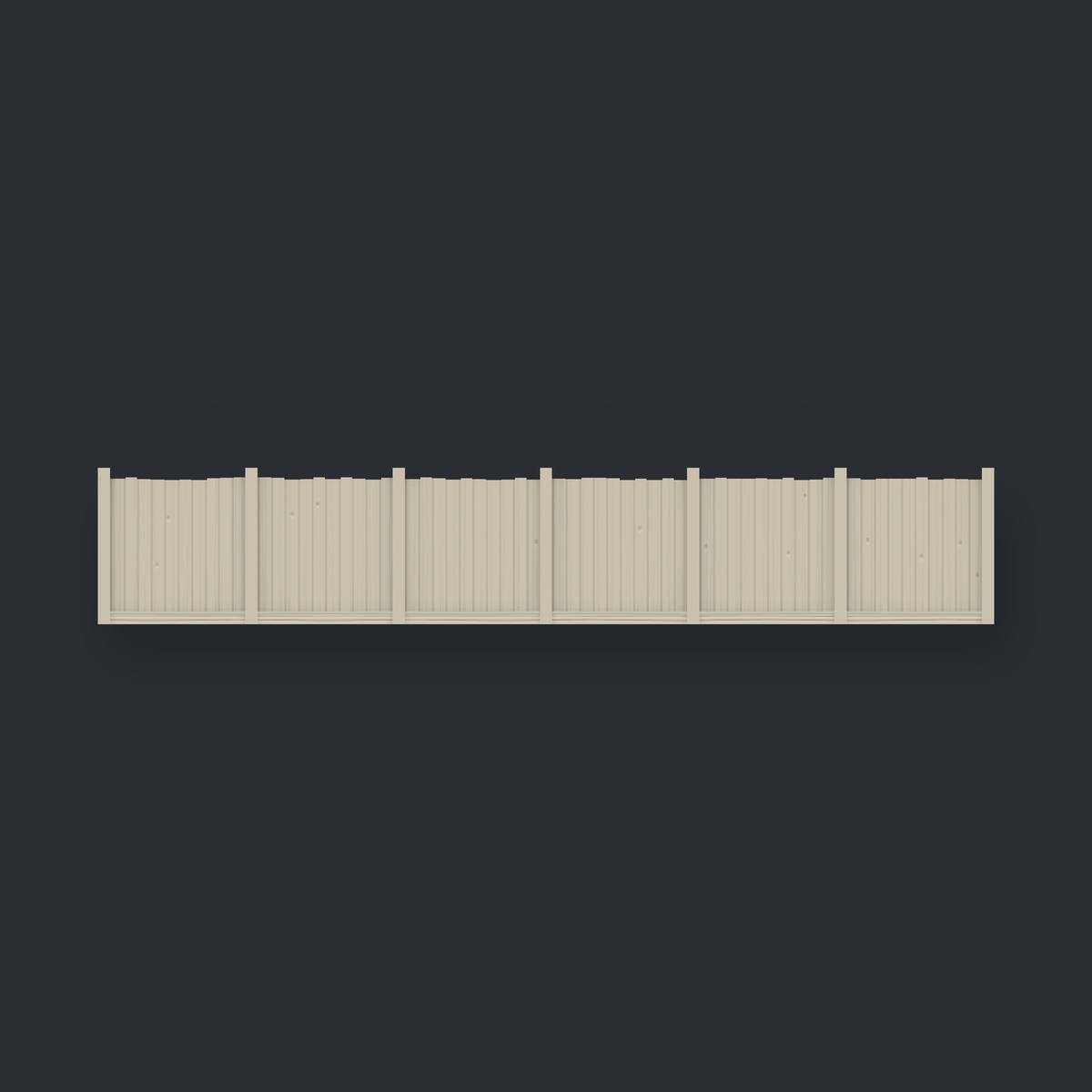 OO gauge 6ft close-board fence panel, large — 146 mm, six bays — board face