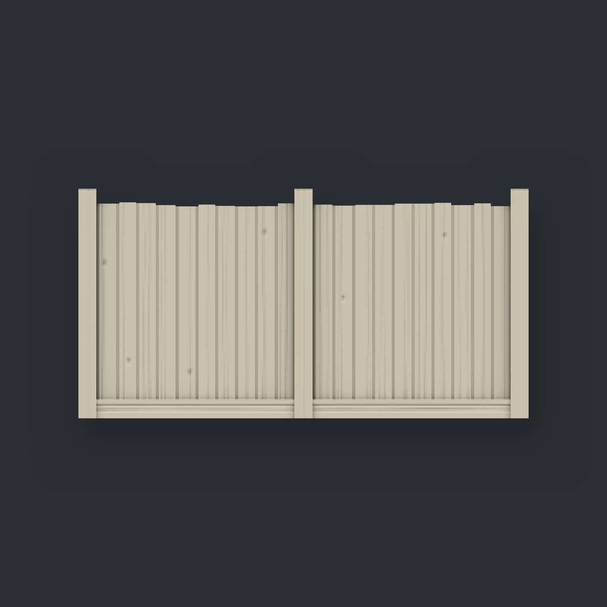 OO gauge 6ft close-board fence panel, medium — 50 mm, two bays — board face