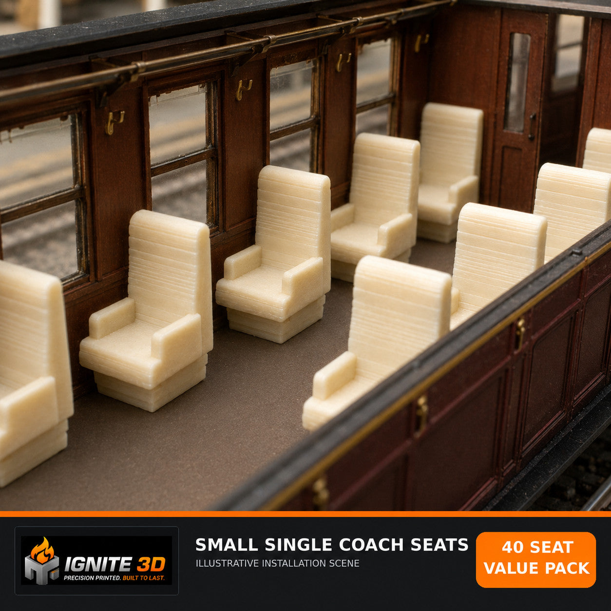 OO Gauge Southern Rail British Rail EMU Small Single Coach Seat 40 Pack