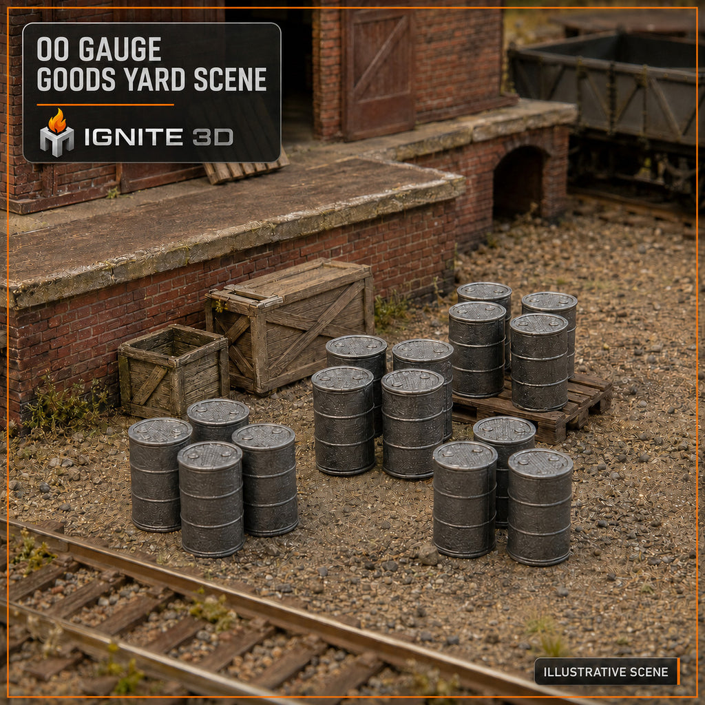 OO Gauge Oil Drums and Barrels Scenery Pack 20 Pack