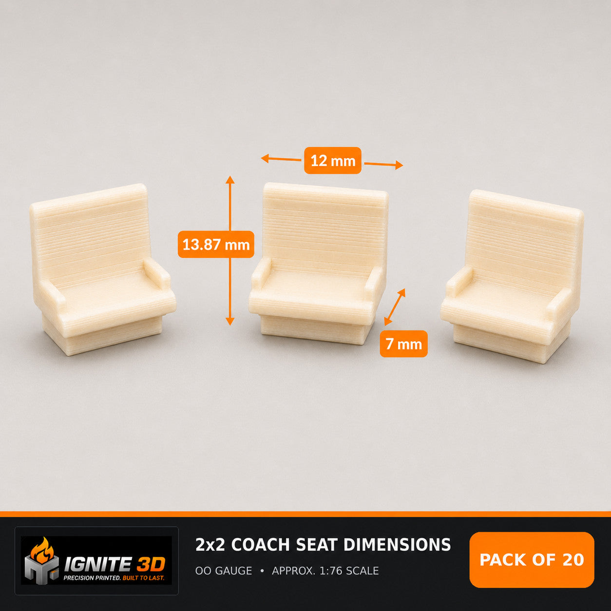OO Gauge Southern Rail British Rail EMU 2x2 Coach Seat 40 Pack